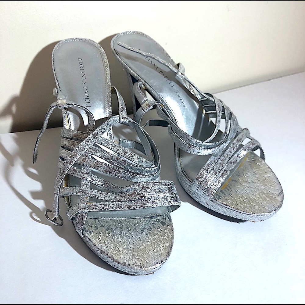 ADRIANNA PAPELL SILVER HEELS